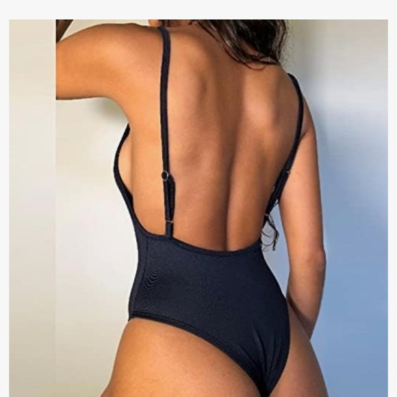 Sleek Black Juniper One-Piece Swimsuit with Spaghetti Straps NWT 208.00 - Picture 3 of 5